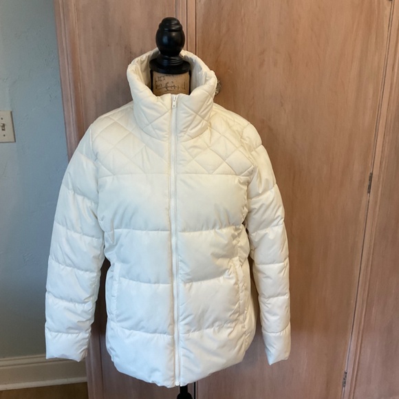 NWT Old Navy Fleece Lined Quilted Puffer Coat Jacket Long Sleeve White spring L - Picture 2 of 16